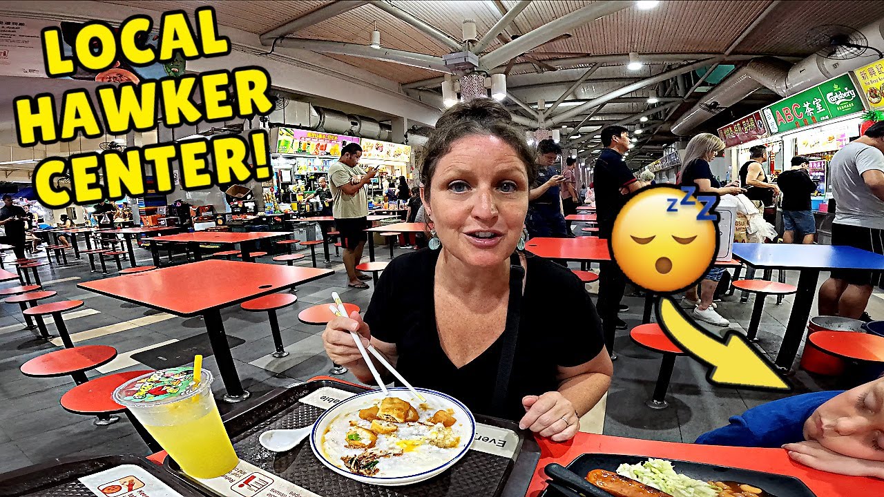 Singapore Street Food on a Budget at ABC FOOD CENTRE 🇸🇬 | Local Cheap Eats & One Sleepy Kid