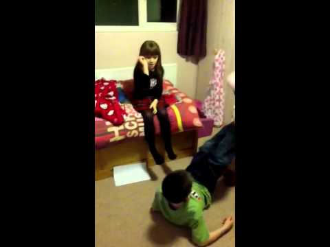 sister sits on step brother