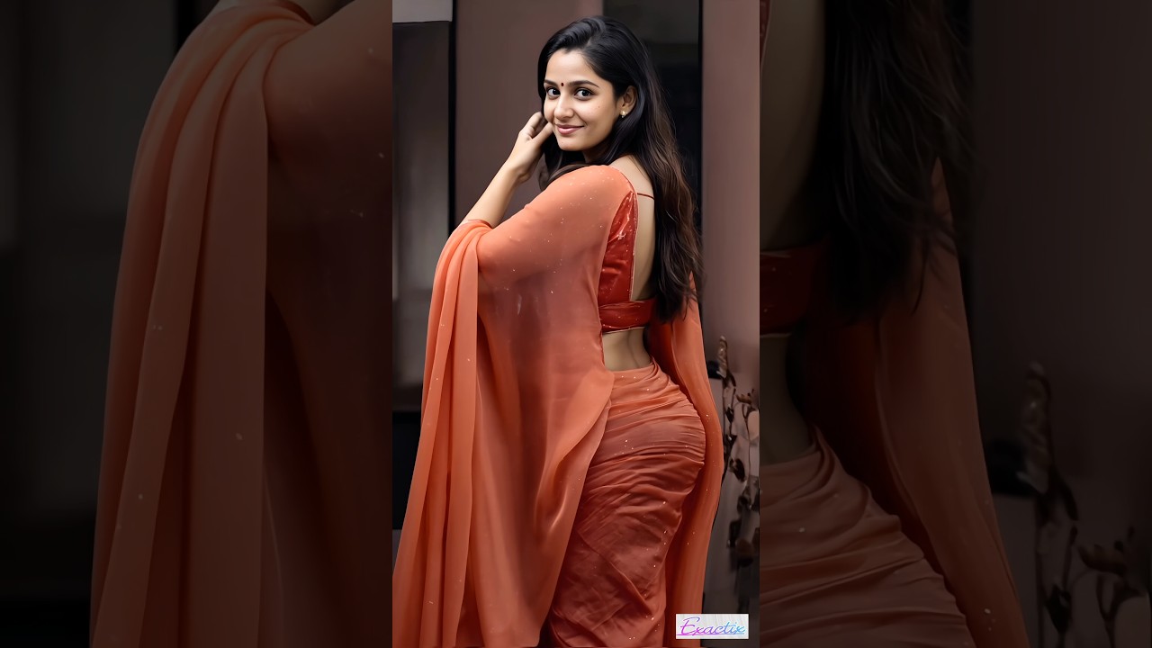 Sizzling Saree Back Pose | Peach Saree Glamour Look | Traditional Yet Bold Ft Esther