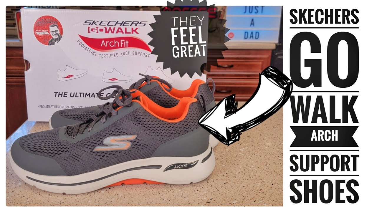 Skechers Mens GoWalk Arch Fit Walking Shoe Sneaker Charcoal / Orange Review   I LOVE THEM!!!