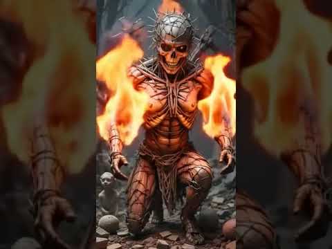 Skeleton Setting Fire | AI Surreal monster AI Generated Monster 2025 #horror #creepy