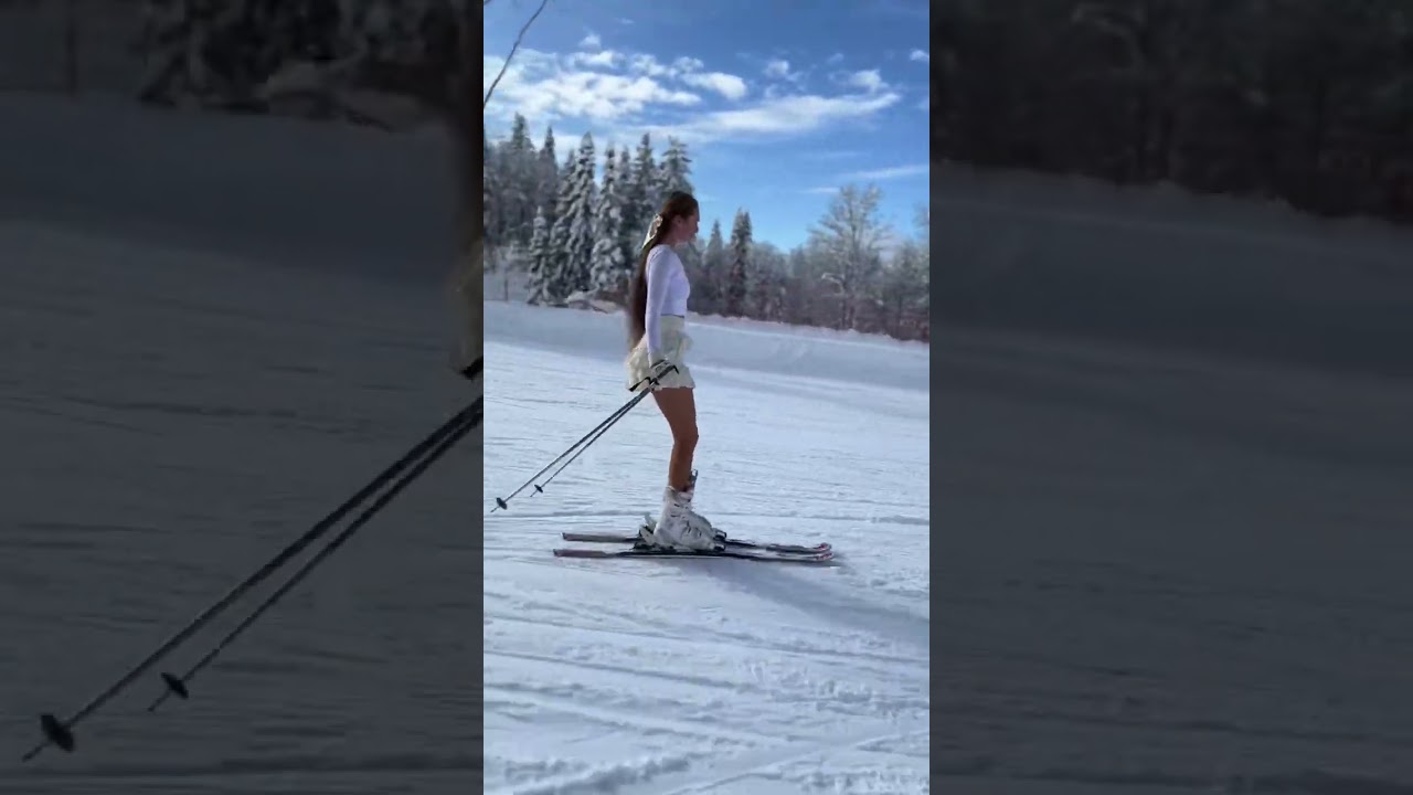 Skiing in a mini skirt