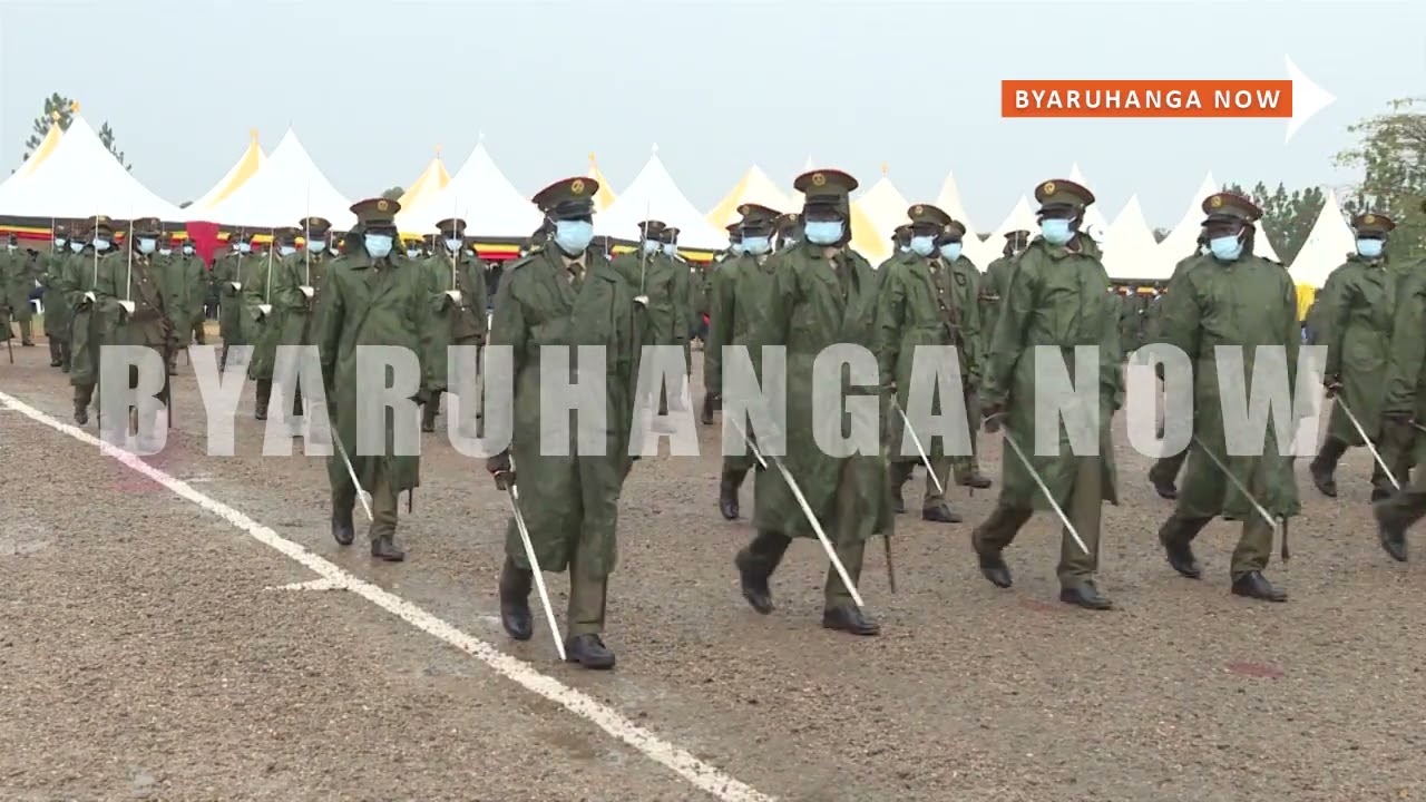 SLOW & QUICK PARADE MATCH AT  THE UGANDA MILITARY ACADEMY KABAMBA DURING A PASSED OUT  OF 295 CADETS