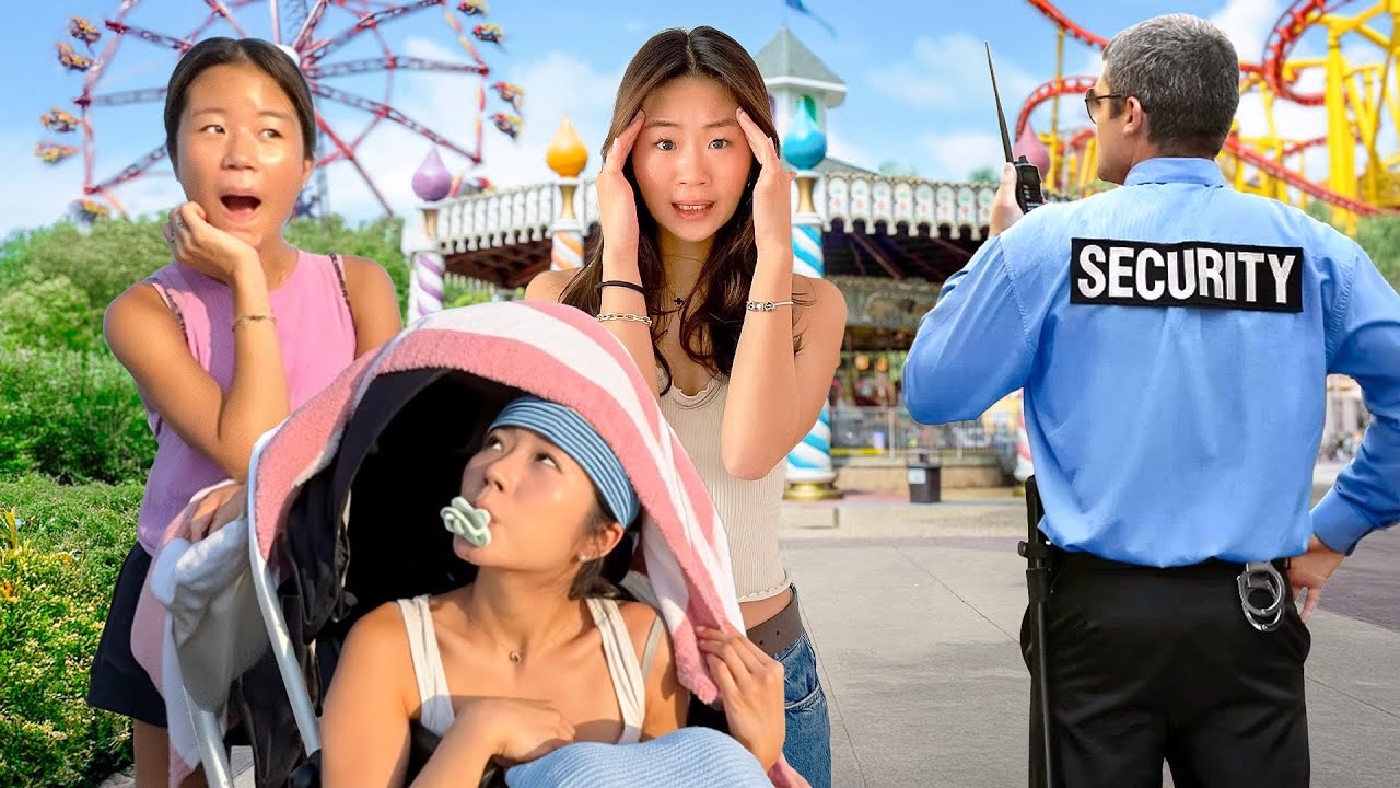SNEAKING INTO A THEME PARK DRESSED AS A BABY (never again)...