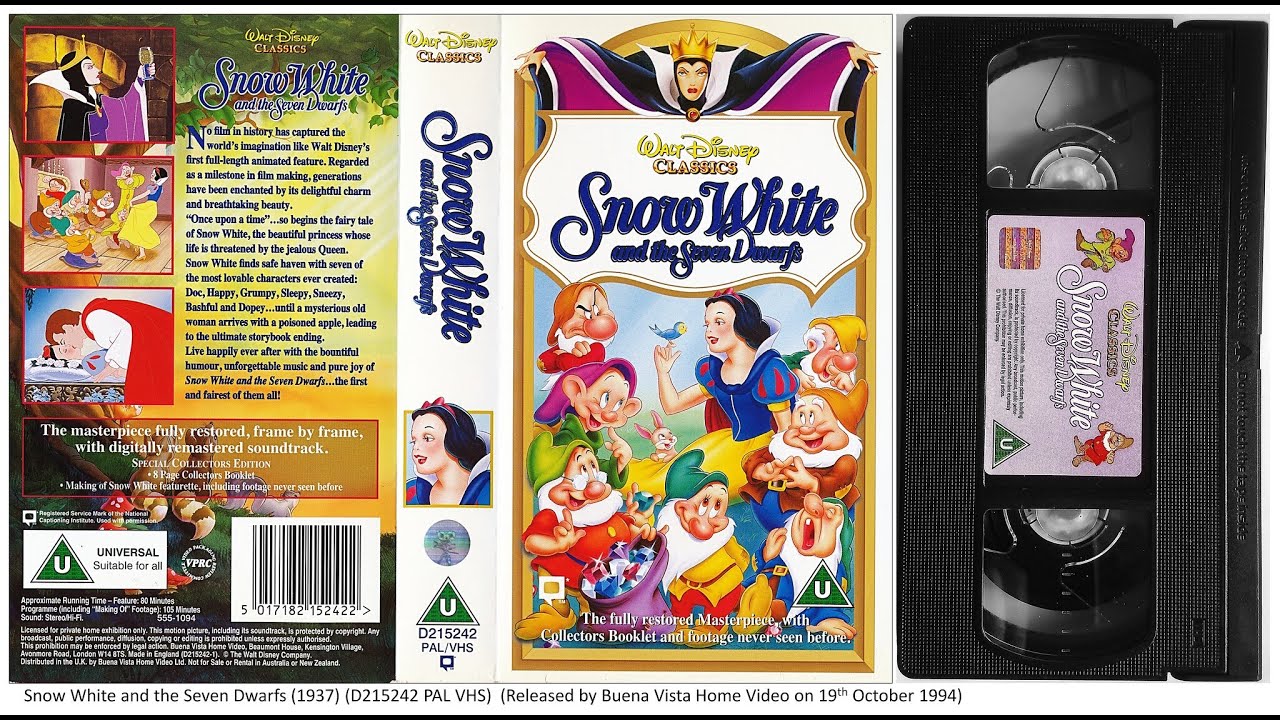 Snow White and the Seven Dwarfs (19th October 1994) UK VHS