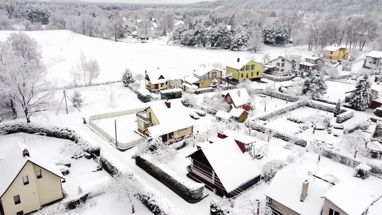 Snowy Day In Lithuania (4K Drone)