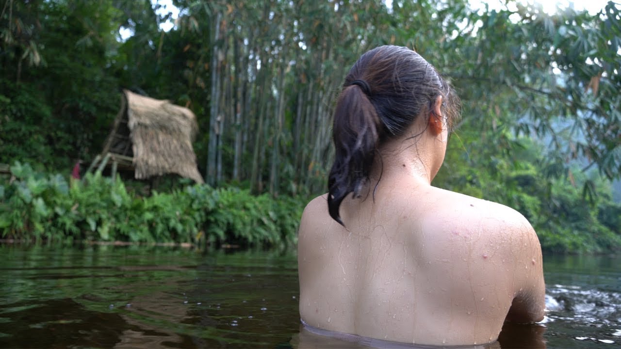 solo beauty camping on a mountain lake😍morning yoga.ASMR nature sounds❤️❤️❤️