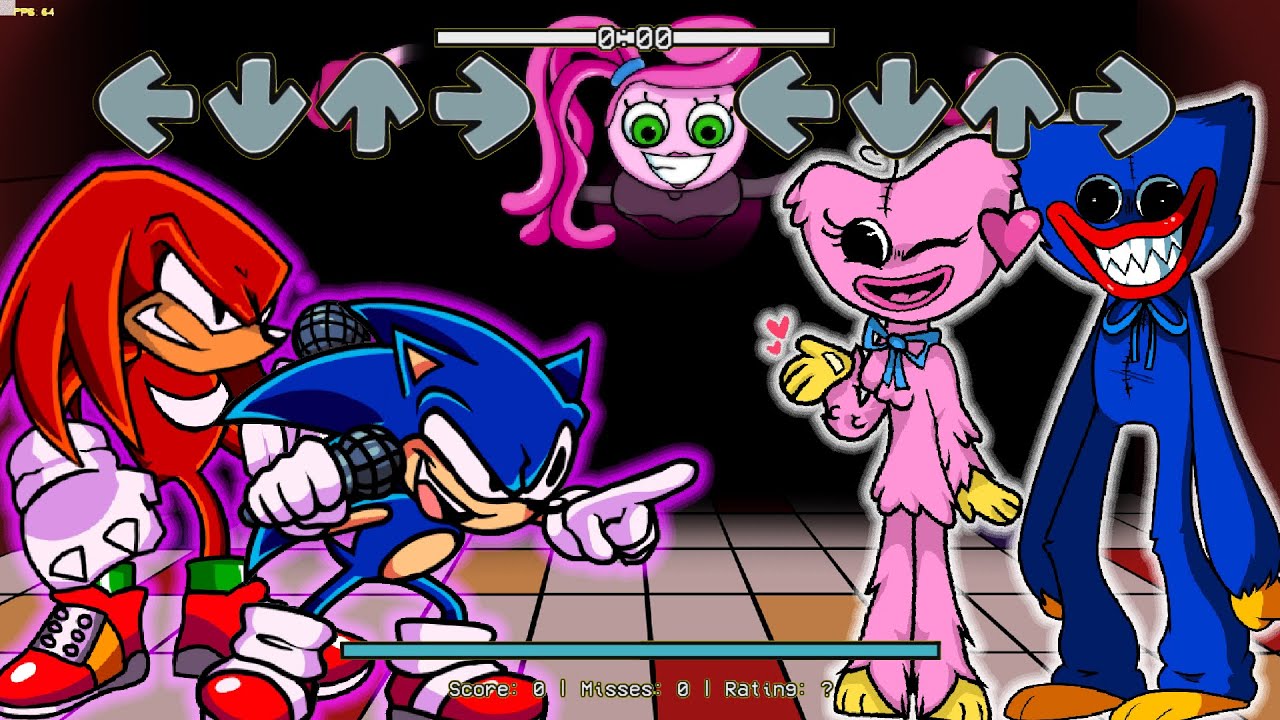 Sonic & Knuckles Vs Huggy Wuggy & Kissy Missy // Sonic the Hedgehog 2 x Poppy Playtime (FNF New Mod)