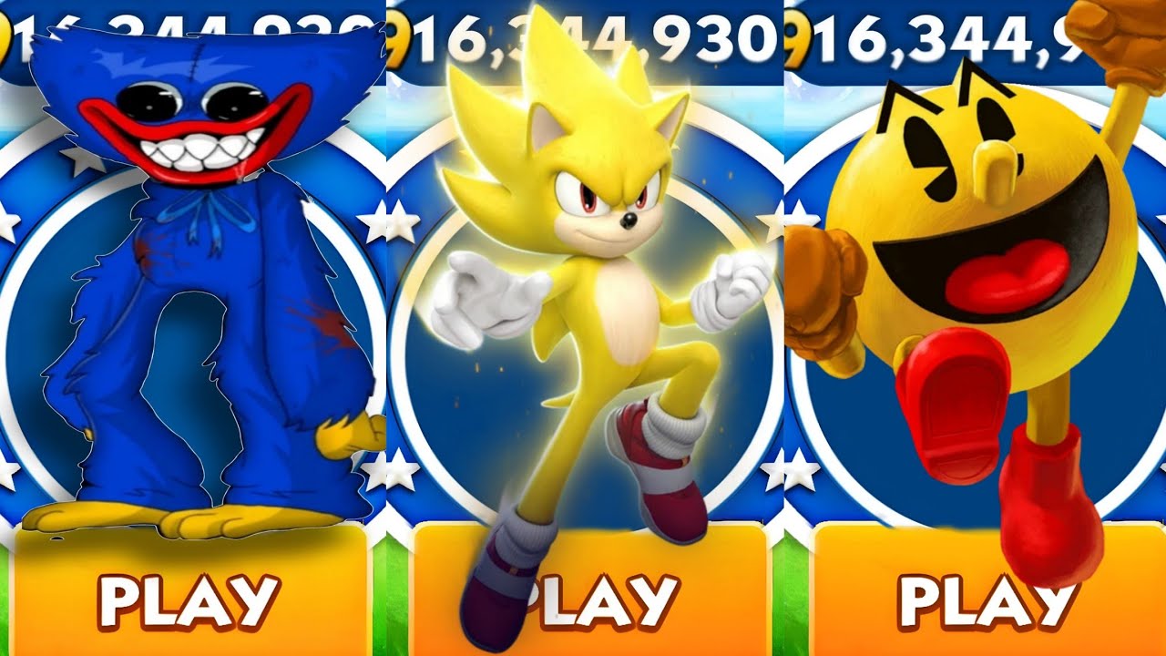 Sonic Dash - Super Sonic VS Huggy Wuggy VS Pacman _ Sonic vs All Bosses Zazz Eggman
