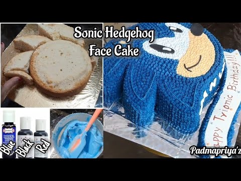 Sonic Hedgehog Face Cake Design - Whipped Butter Cream - How to mix deep dark blue color