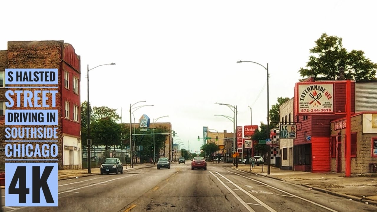 South Halsted Street: Driving through Southside Chicago 4K: Streets of the Americas