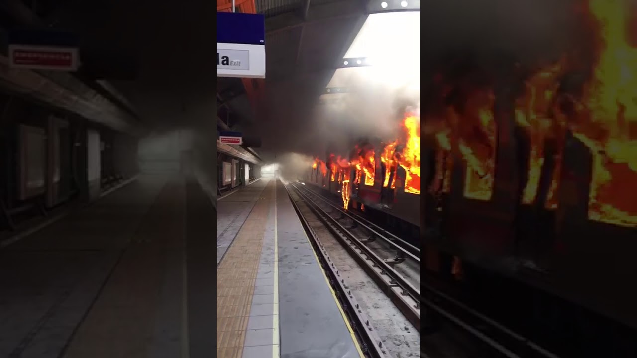 Spain- catalonia burning the metro station 29/10/2019