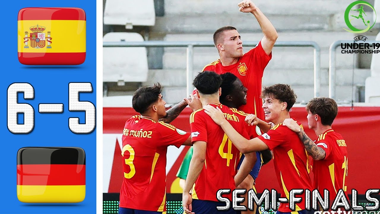 Spain vs Germany 6-5 Highlights & All Goal | Euro U19 Semi-finals | 23-06-2025