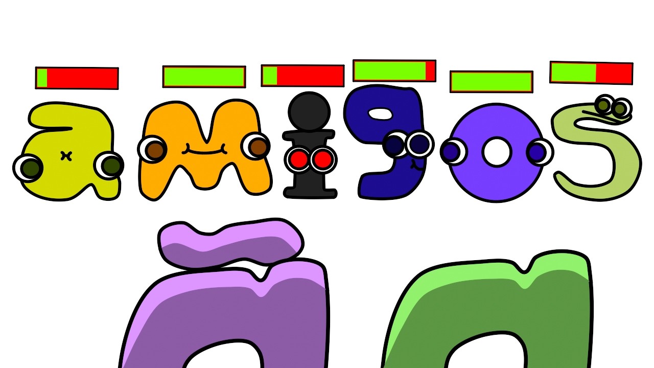SPANISH ALPHABET LORE WITH HEALTH BARS Part 2 | Reaction | Animation | Alphabet Lore