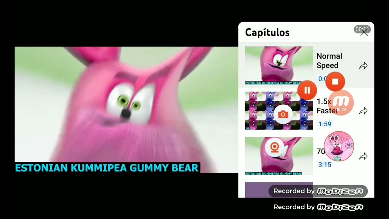 Spanish, Estonian, English and Vanilla Kummipea GummyBear Normal and Reversed