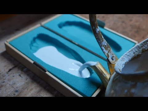 Special process of making handmade hiking boots for one person. 100 years of hiking boots workshop
