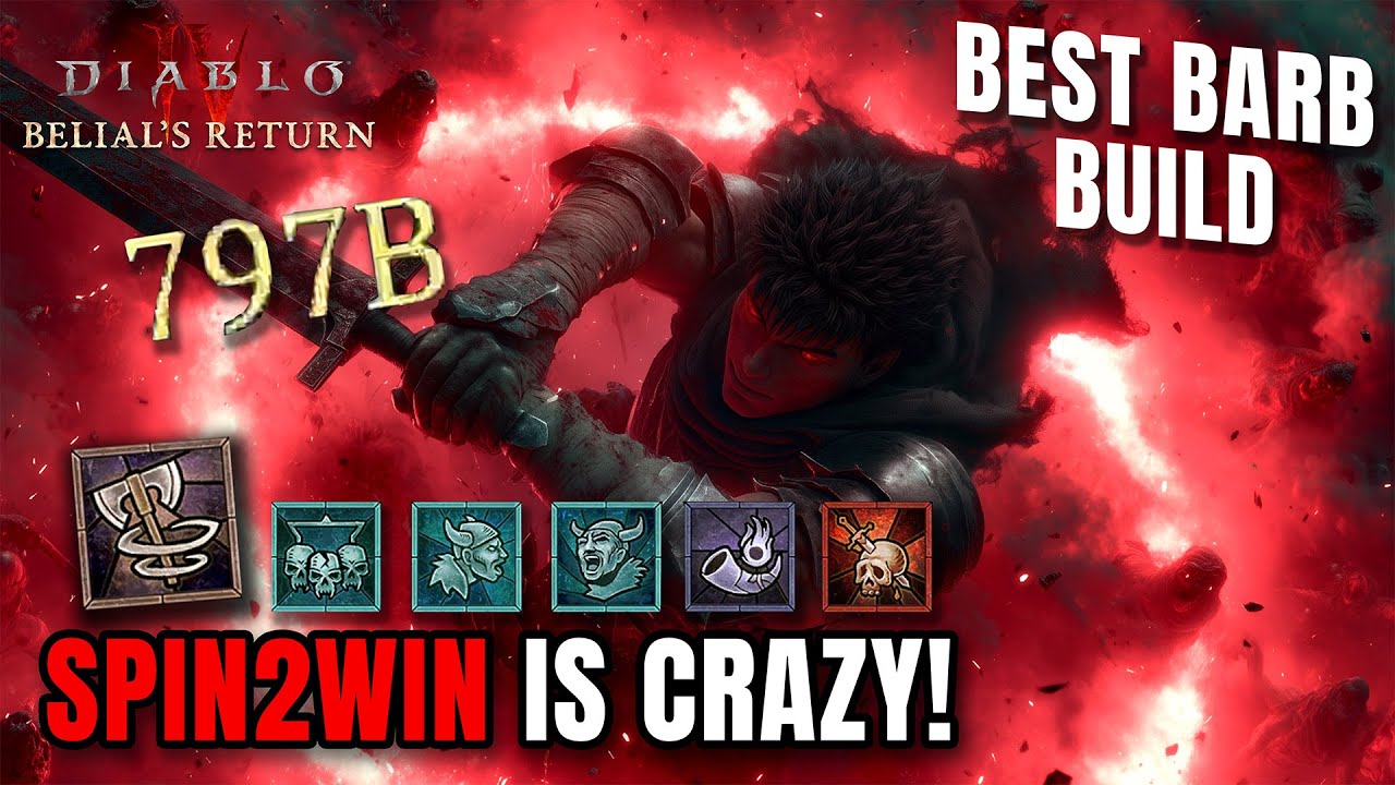 SPIN2WIN IS CRAZY - BEST BARB Build in Season 8 Diablo 4