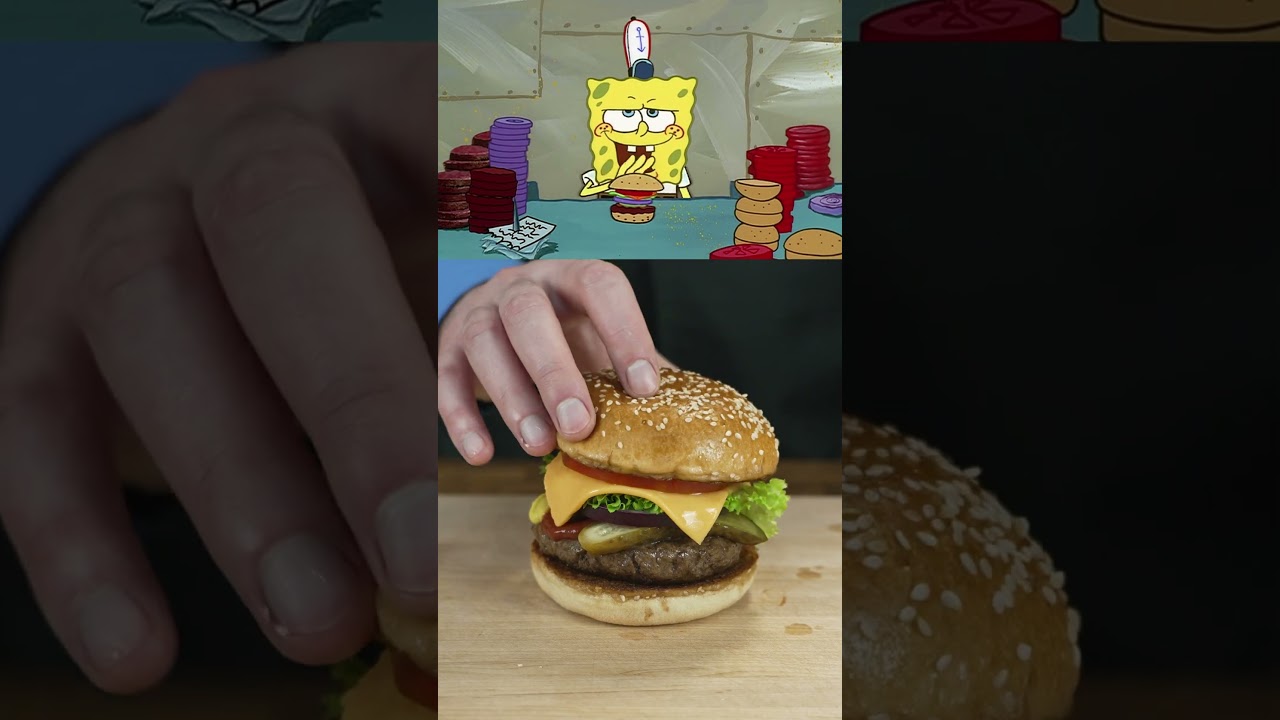 Spongebob's Krabby Patty Extra Onions 🍔One Crying Johnny, coming up! #spongebob #krabbypatty #burger