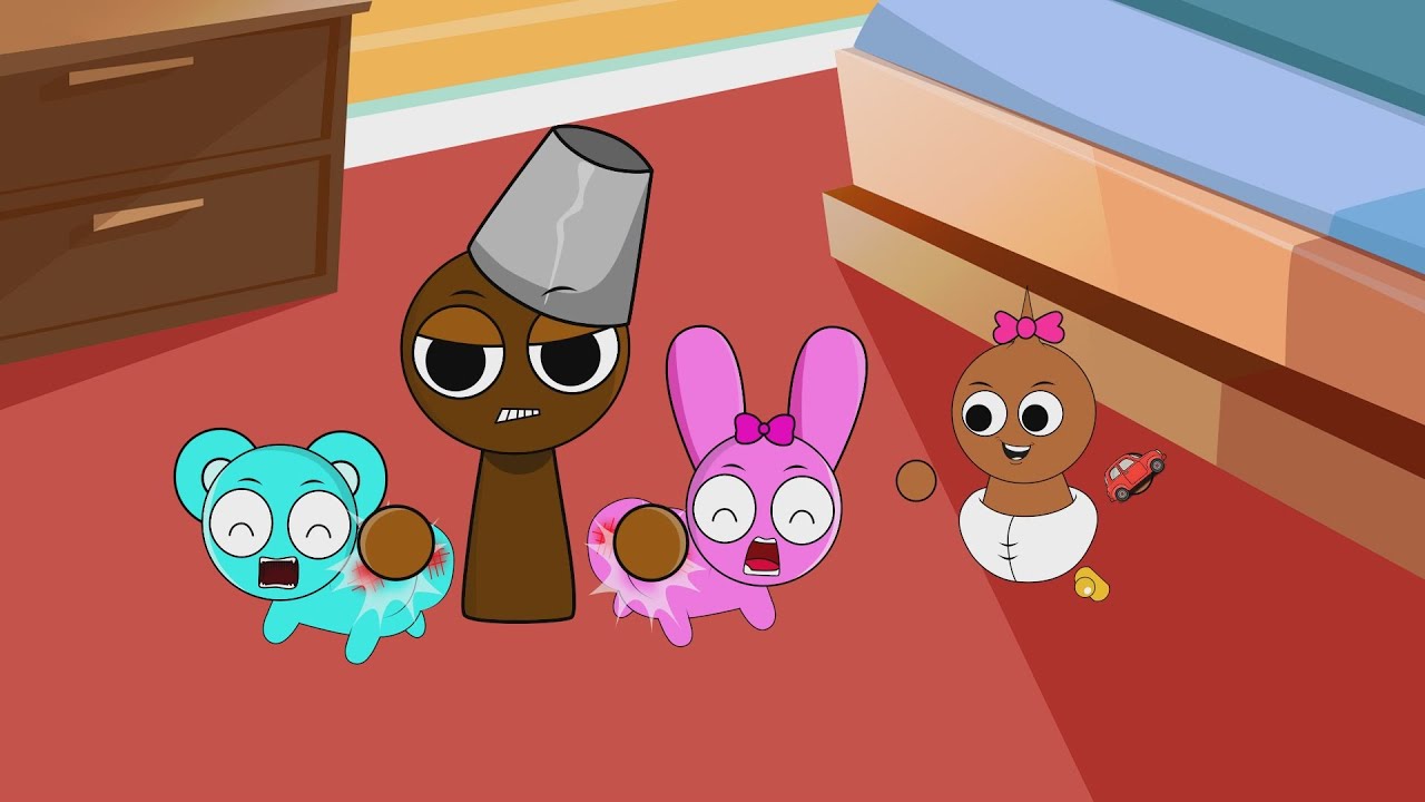 Sprunki Daddy Brud Gets Angry Because Pinki & Sky Baby Made the Little One Cry!