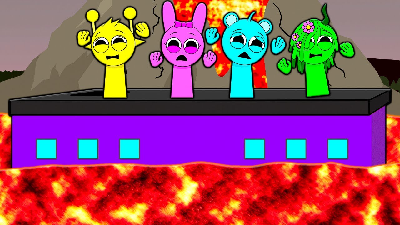 SPRUNKI SURVIVE IN LAVA APOCALYPSE! VOLCANO ERUPTION INCREDIBOX SPRUNKI Cartoon Animation