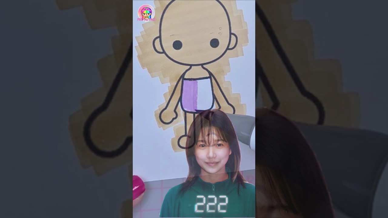 Squid Game 2 player 222 Toca Boca Drawing #shorts #paperdiy
