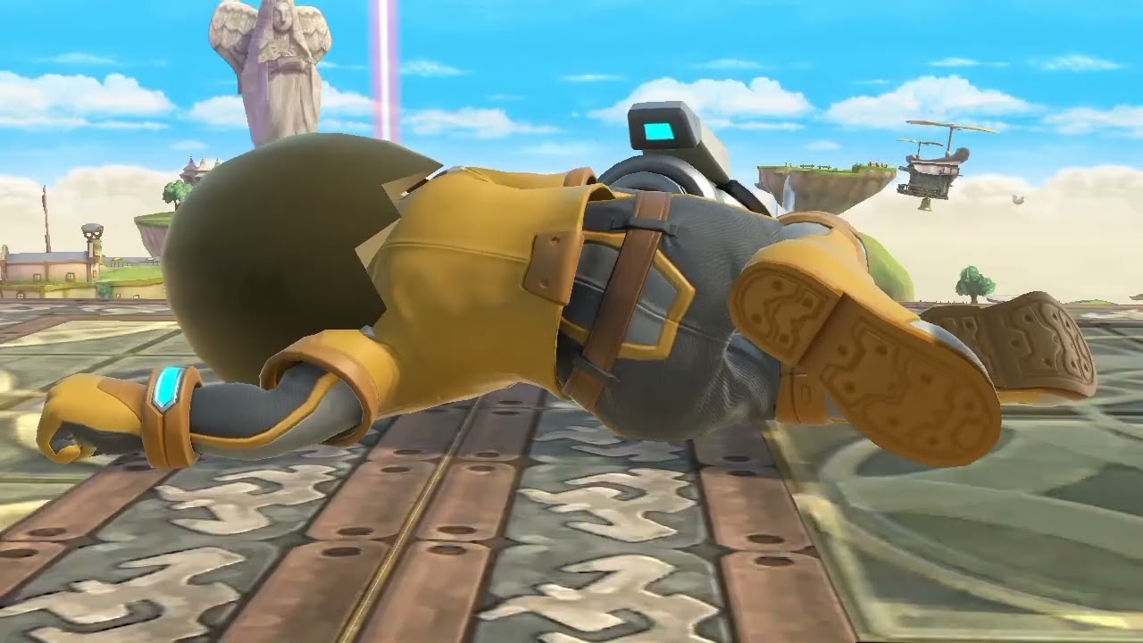 SSBU Ryona: Mii Gunner on the ground (face down)