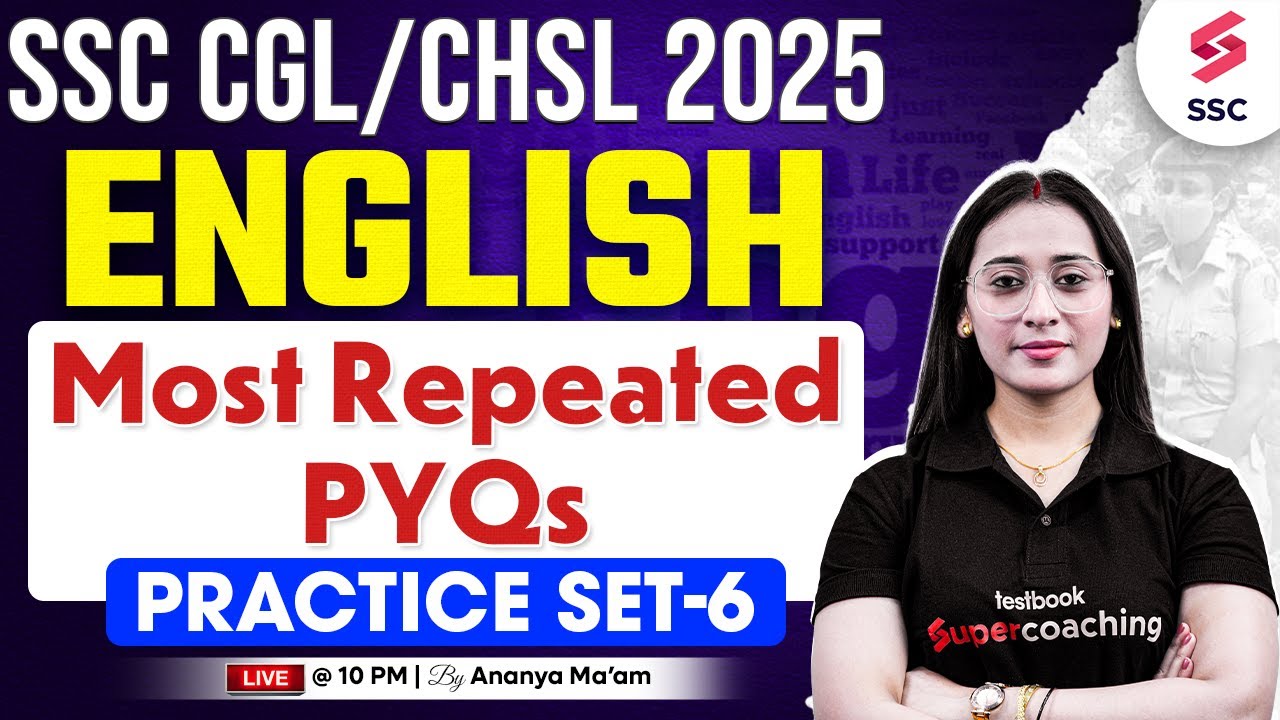 SSC CGL English Classes 2025 | SSC CGL English Practice Set-6 | SSC English Mock Test By Ananya Mam