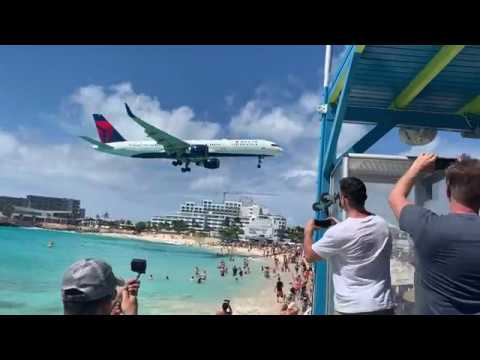 St. Maarten Airplane Landing at Sunset Beach Bar