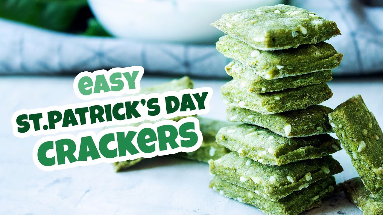 St. Patrick's Day Snack ☘️ | Spinach Sesame Crackers | HOW TO MAKE CRACKERS