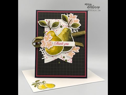 Stampin Up//Painterly Pears DSP//Perfectly Pears// Sneak Peek//Online Exclusive//Thank You Card