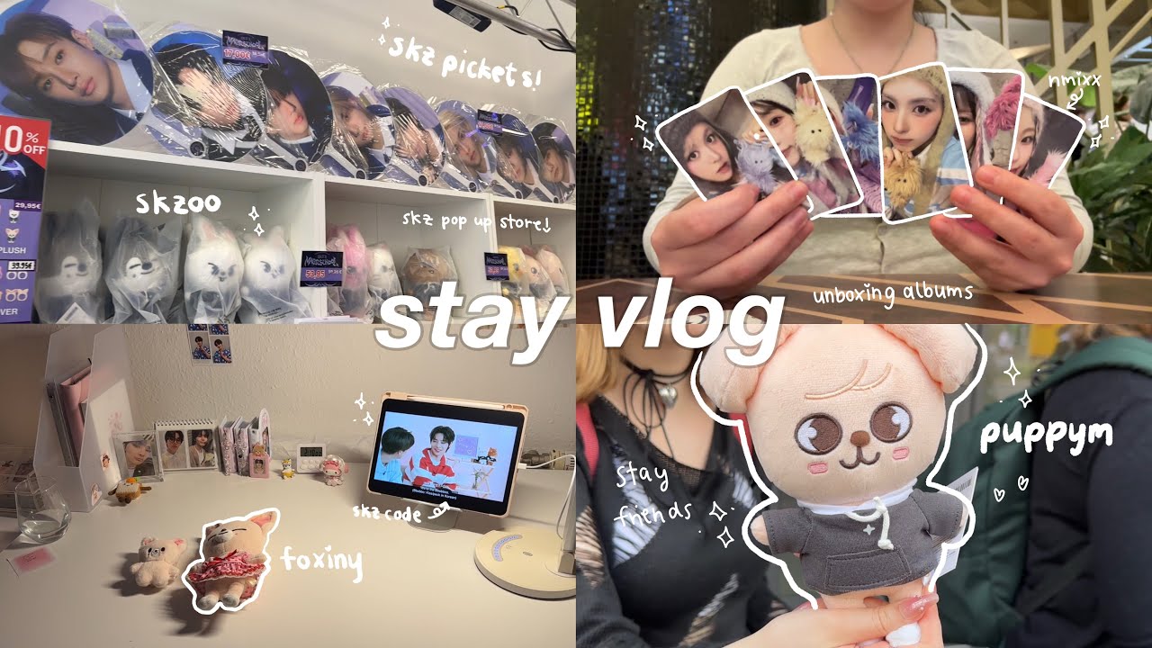 stay vlog ᯓ★ skz pop up store, cupsleeve event, unboxing albums, aesthetic cafés, k-pop stores