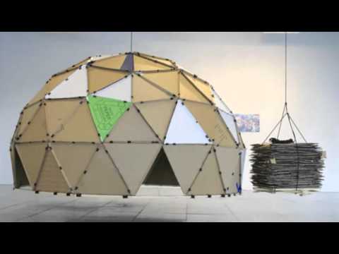Steven Morgana’s Cardboard Geodesic Dome Suspended by Balancing Waste By-Products