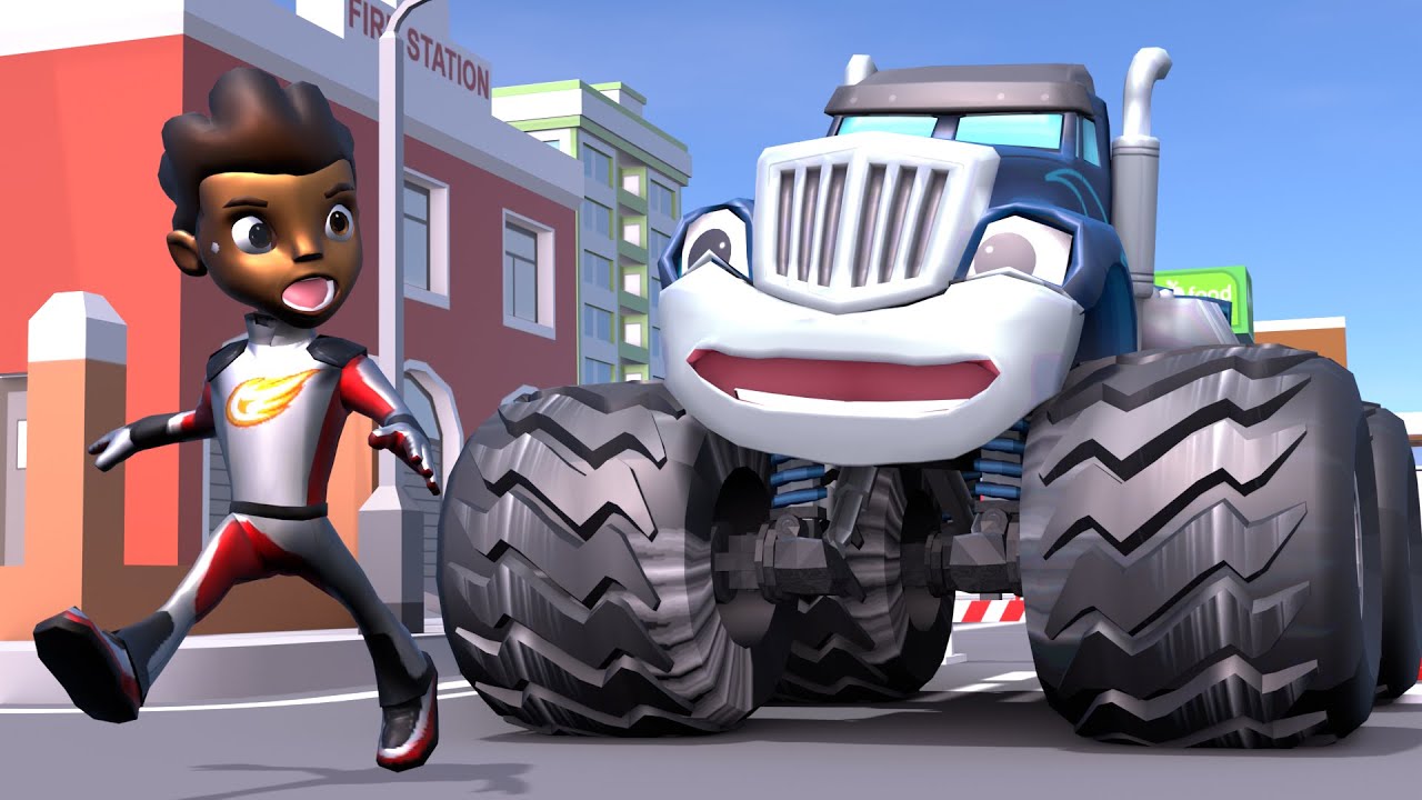 STOP!!! Monster Trucks Don't Chase Blaze, RUN!!! Story Blaze 3D Animation