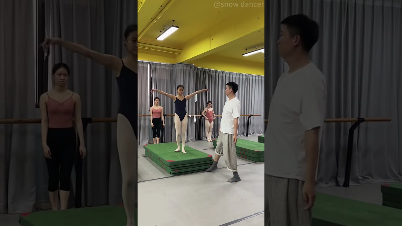 Students doing dance flexibility training