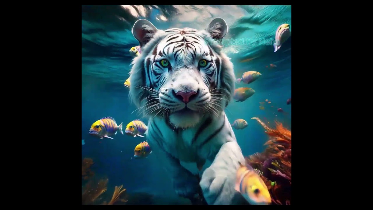 Stunning AI Animation: White Tiger Swimming Underwater in 4K | Majestic & Unreal!