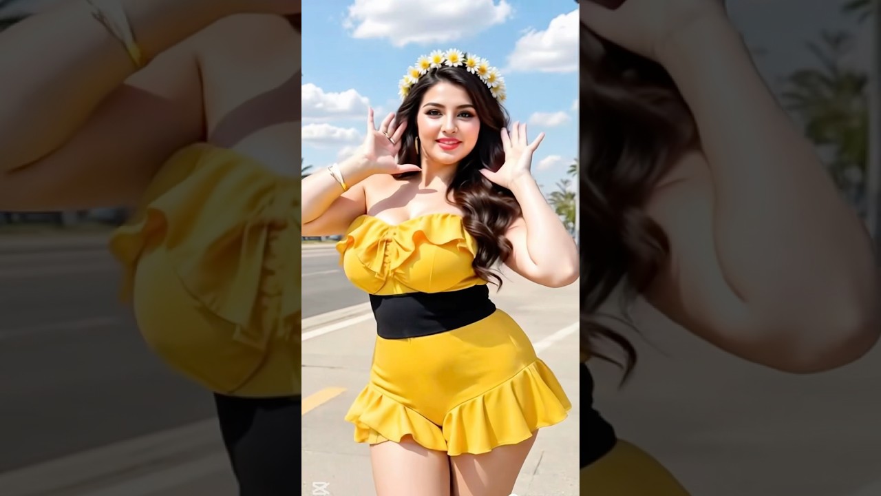 Stunning Street Dance in a Yellow Ruffle Gown #ailookbook #women #fashion