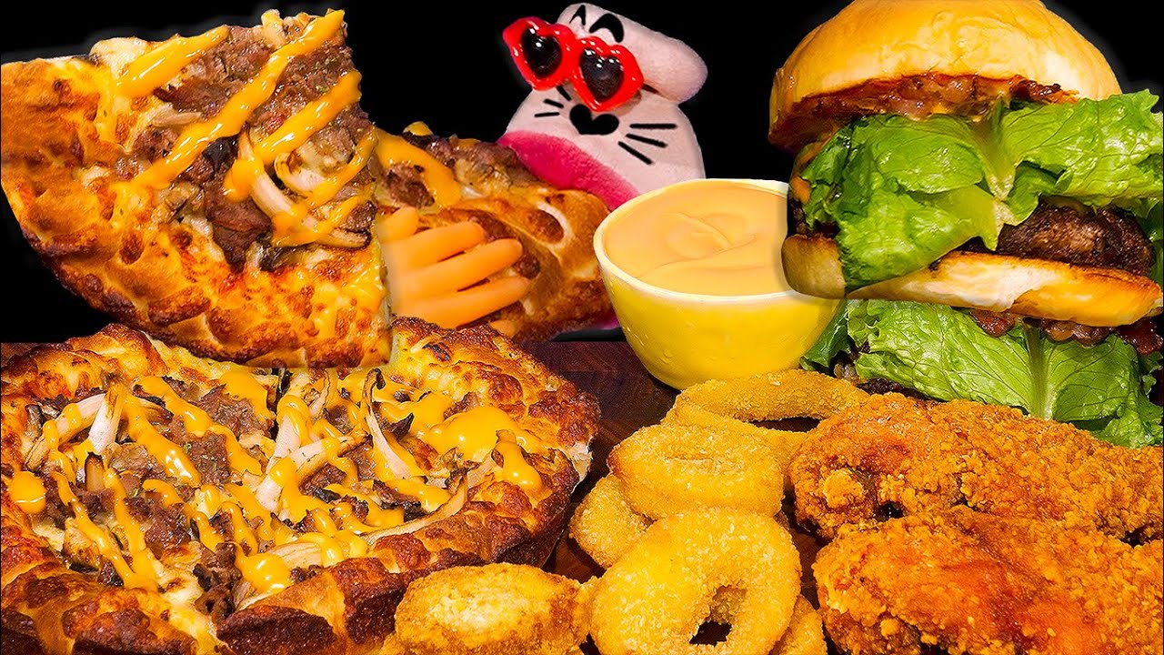 SUB| Pizza + Chicken + Burger! Bulgogi Pizza, Jumbo Chicken & Beef Burger!🍕 ASMR Mukbang Eating Show