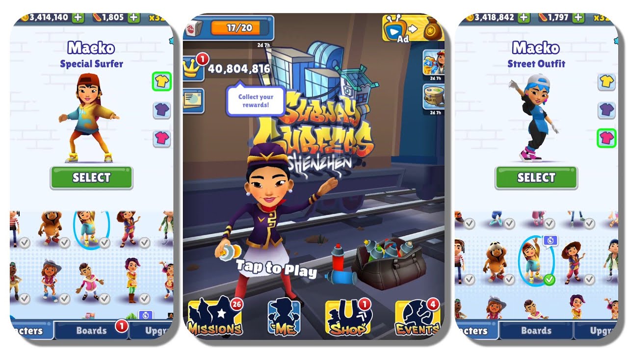 Subway Surfers Maeko Hostess Outfit vs Maeko Street Outfit vs Maeko