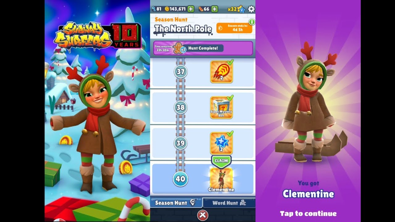 SUBWAY SURFERS NORTH POLE 2021 | UNLOCKING CLEMENTINE | SEASON HUNT REWARD TIER 40