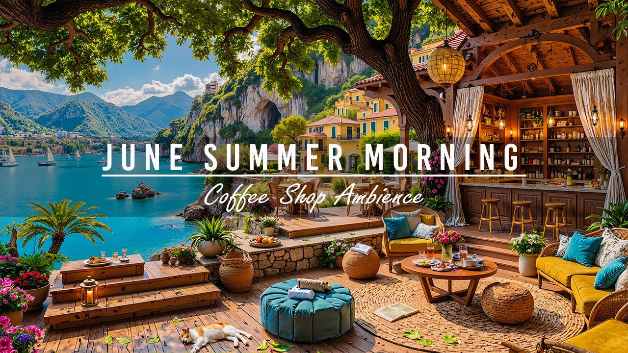 🌊Summer Coffee Shop Ambience & Smooth June Jazz Music of the Beautiful Morning Beach View for Unwind