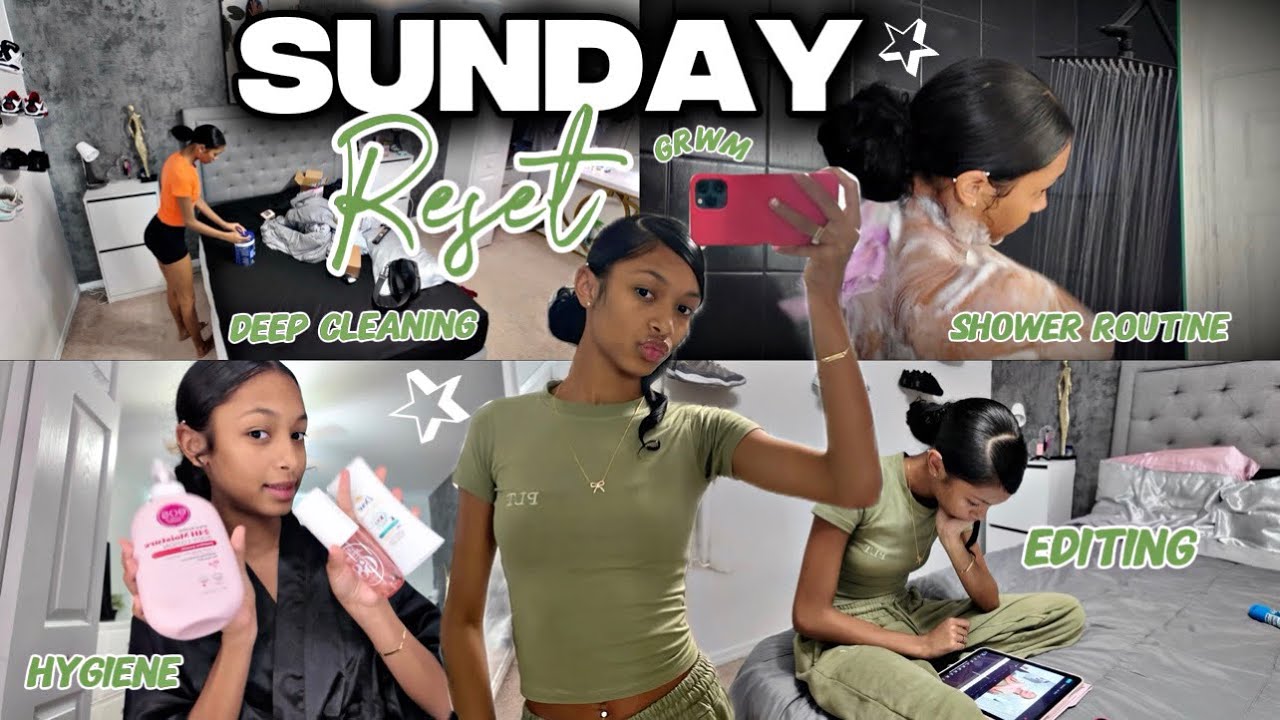 SUNDAY RESET VLOG | Cleaning, Hygiene Tips, Editing, Shower Routine, Grwm etc.