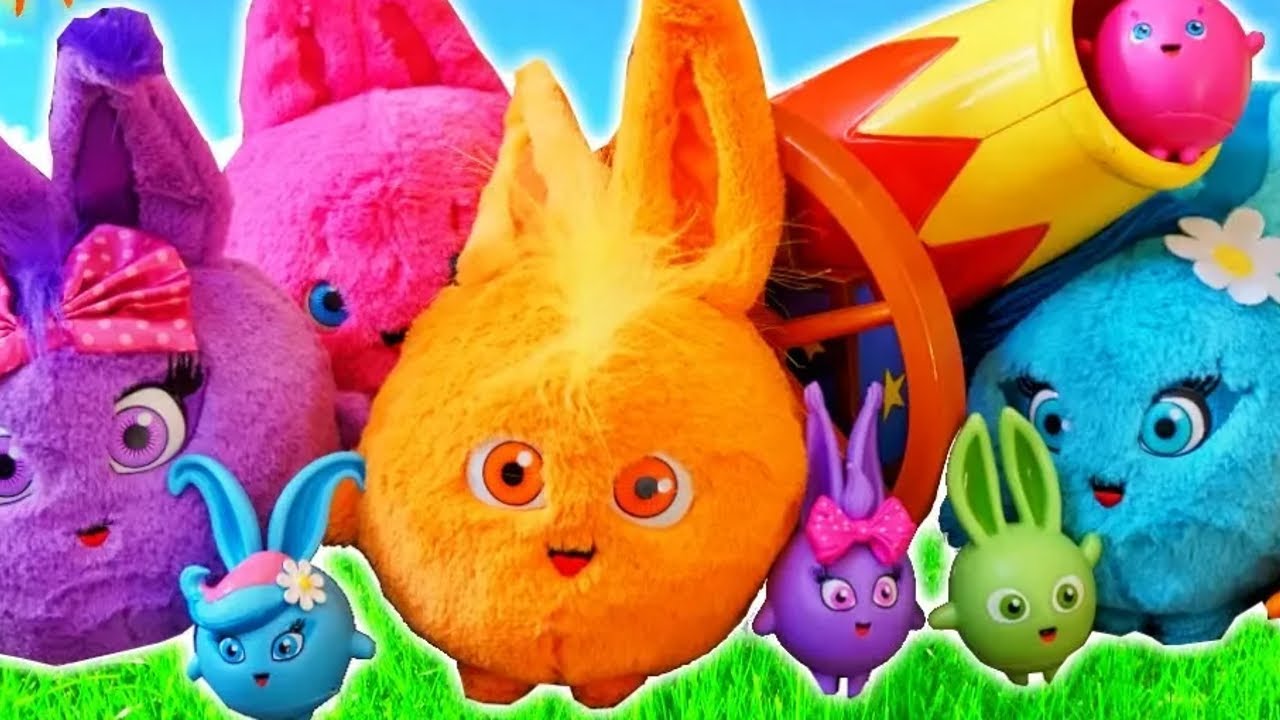 SUNNY BUNNIES Toy Bunny Plush and Cannon For Launching Big Boo Turbo Iris Hopper Shiny