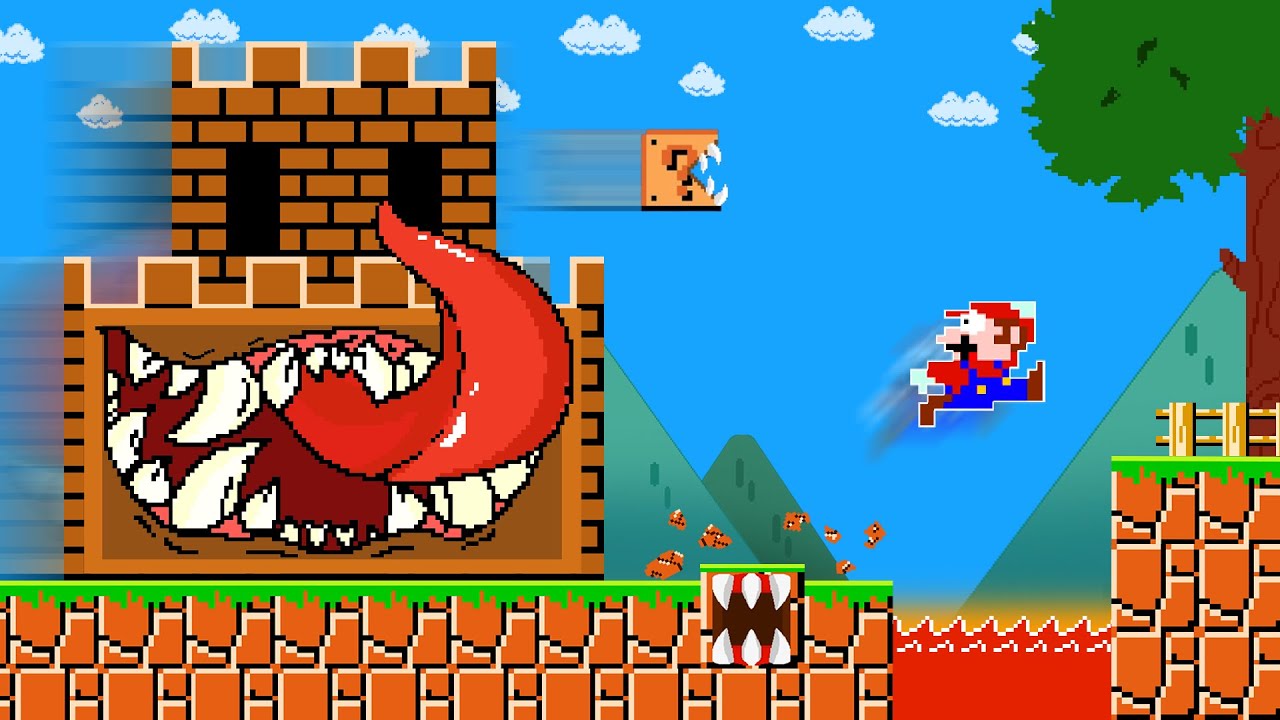 Super Mario Bros. But Everything Mario Jumps On Turn Into MONSTER | PixSaga Mario