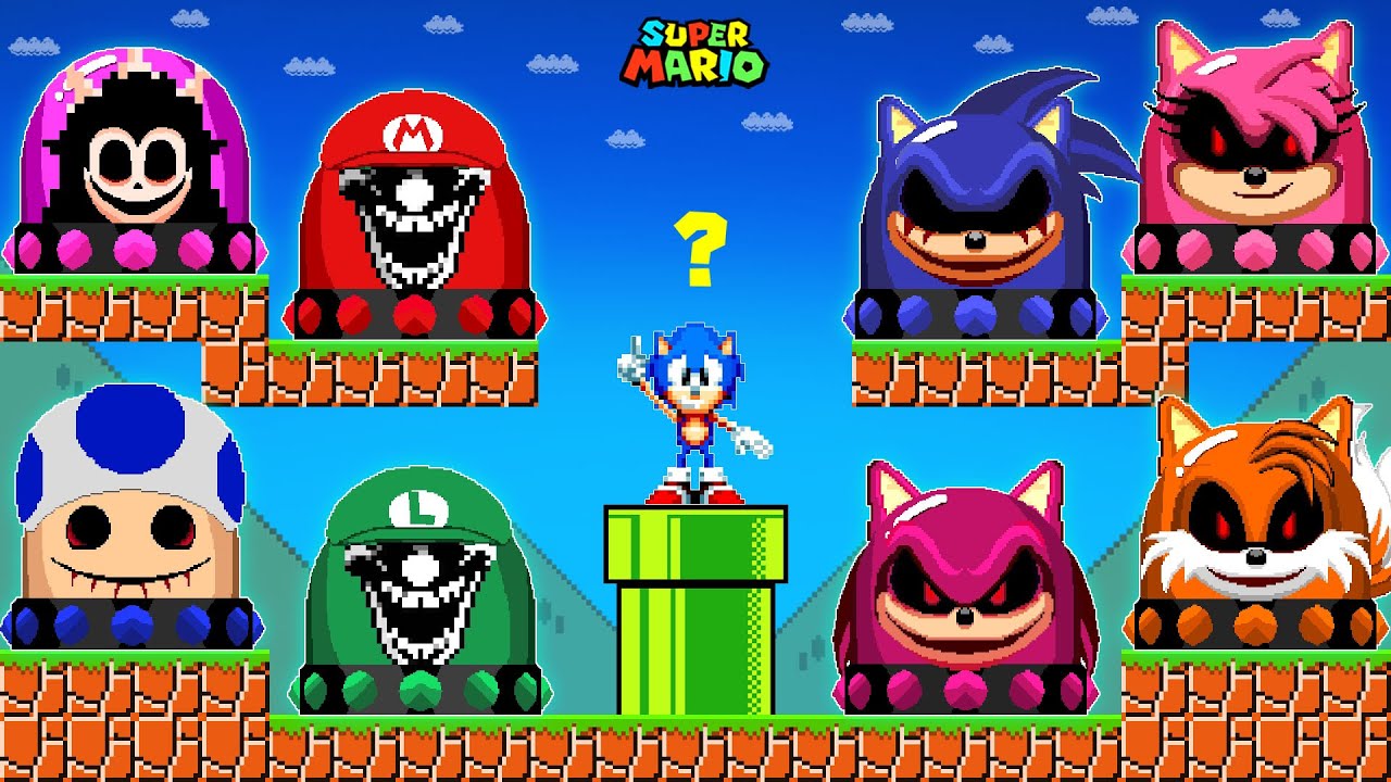 Super Mario Bros. but Sonic Collect Ultimate Switch All Mario - Sonic Scary Characters At Night!
