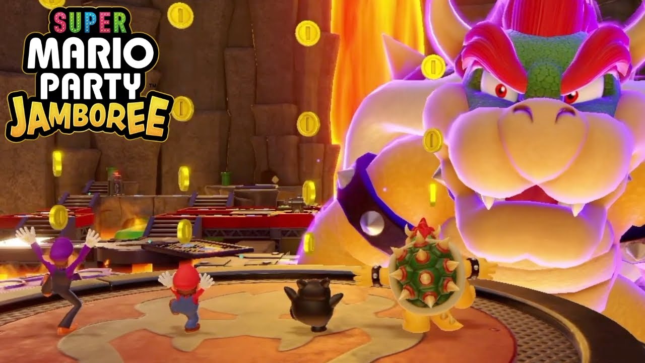Super Mario Party Jamboree - Ninji vs Bowser vs Waluigi vs Mario - KIng Bowser's Keep