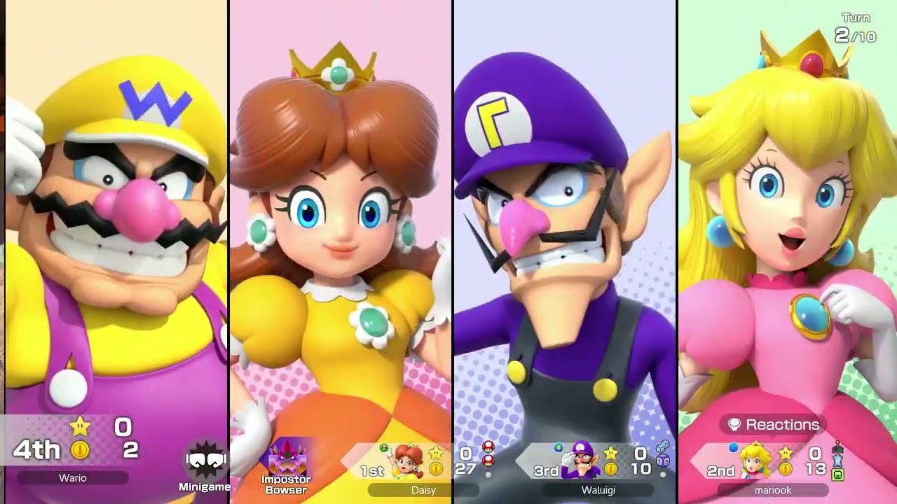 Super Mario Party Jamboree King Bowser's Keep Peach vs Daisy , Waluigi & Wario