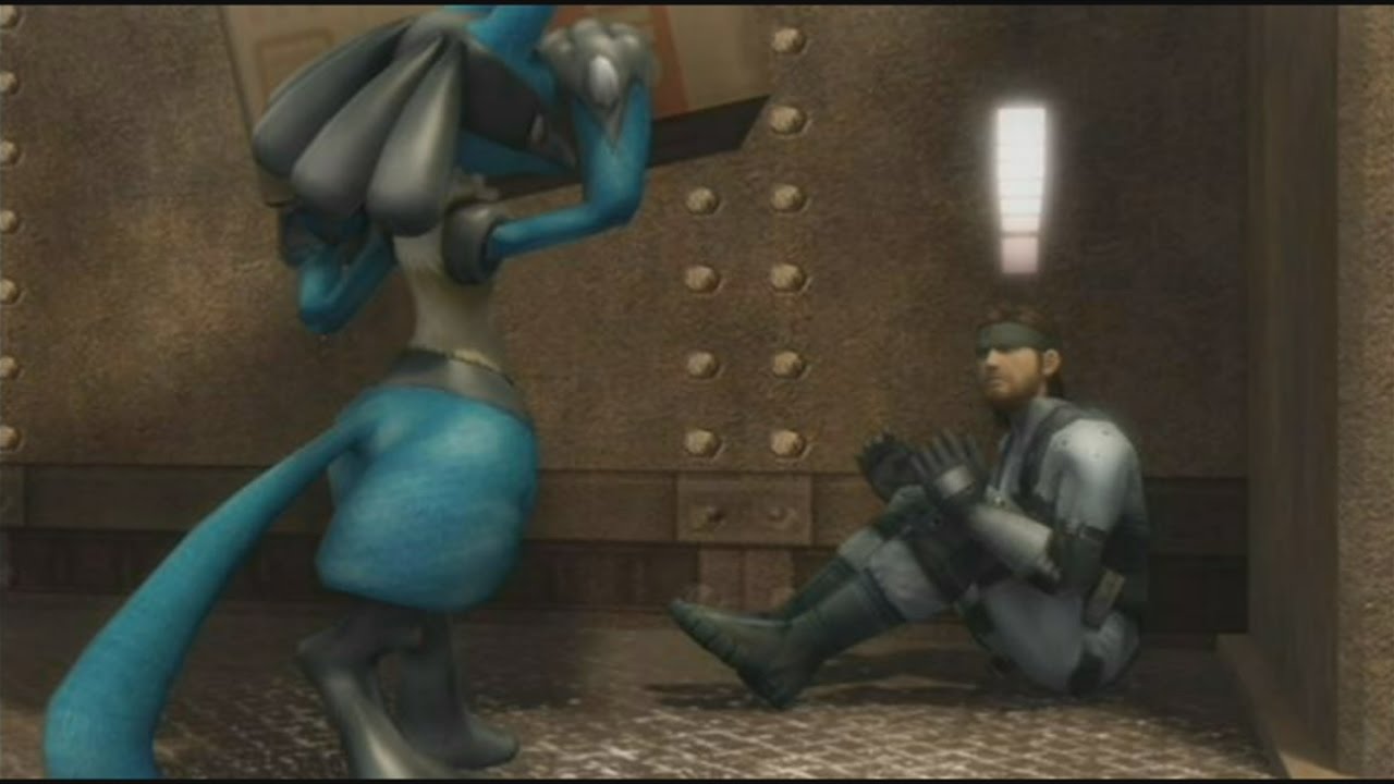 Super Smash Bros. Brawl - Lucario discovers Snake High Quality