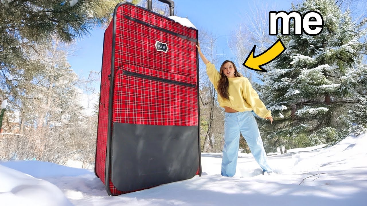 Surviving Using World's LARGEST Suitcase in the Snow