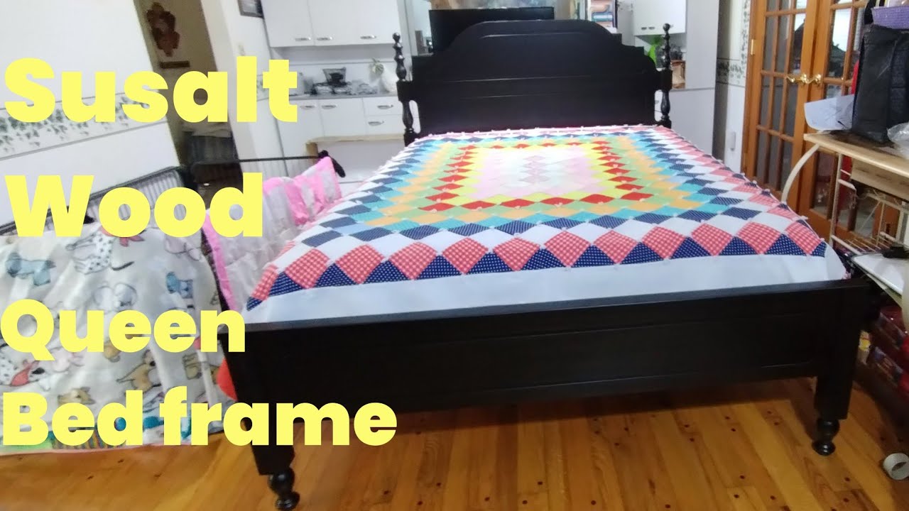 Susalt Wood Queen Bed Frame with Wooden Headboard Assembly and Review