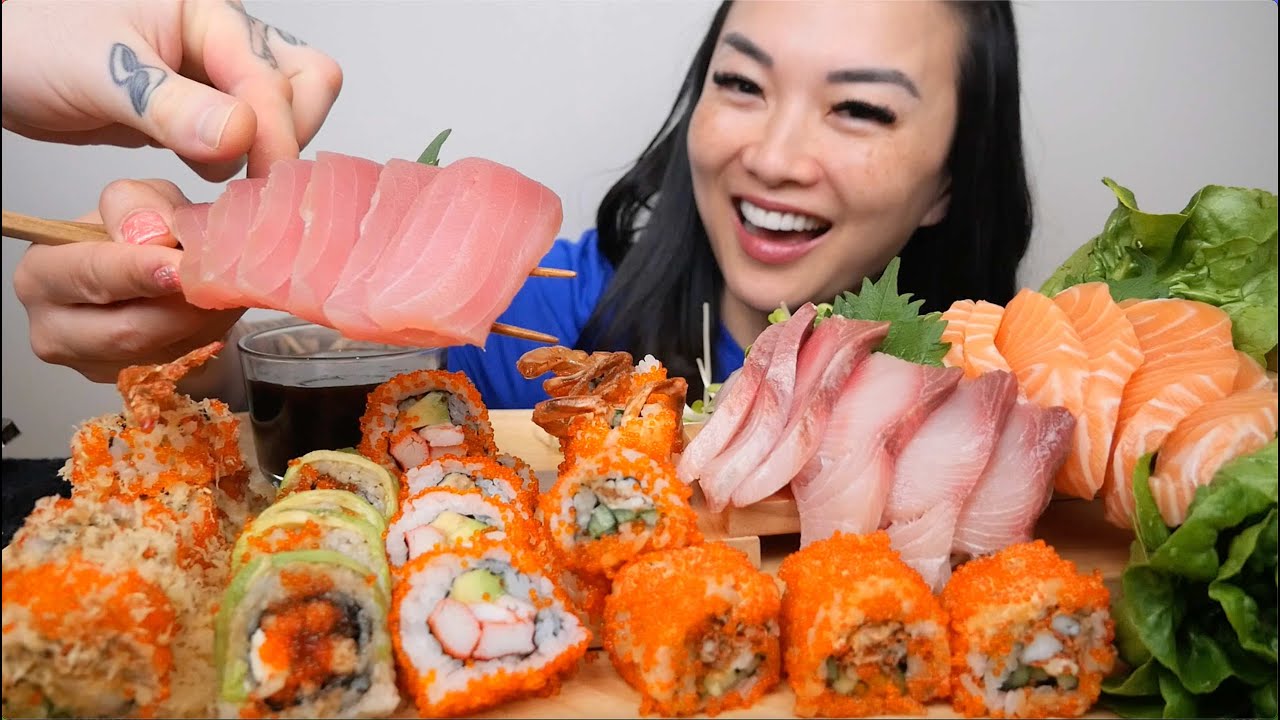 SUSHI FEAST MUKBANG (COME EAT WITH US) | SASVlogs